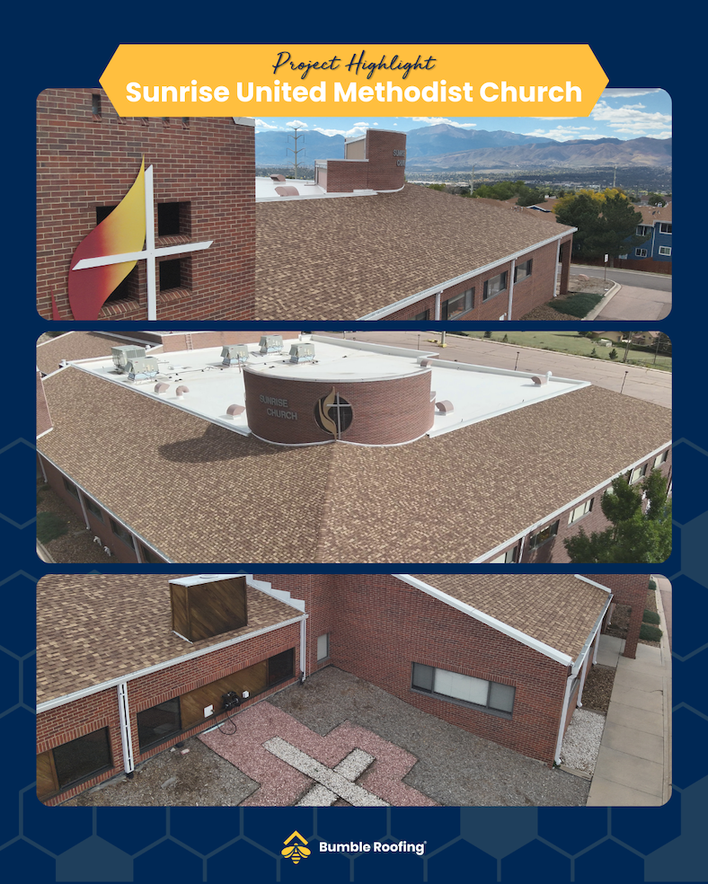 Project highlights of the church roof replacement performed for Sunrise United Methodist Church in Colorado Springs.
