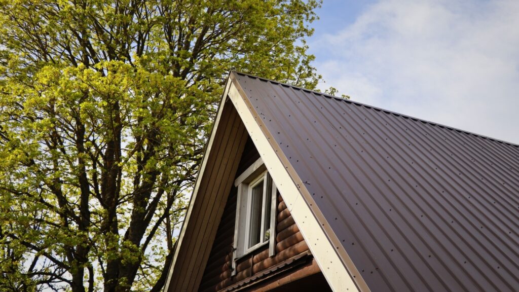 New exposed fastener A frame metal roof installed by Bumble Roofing in Colorado Springs.