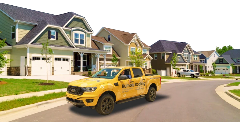 image of service truck in neighborhood