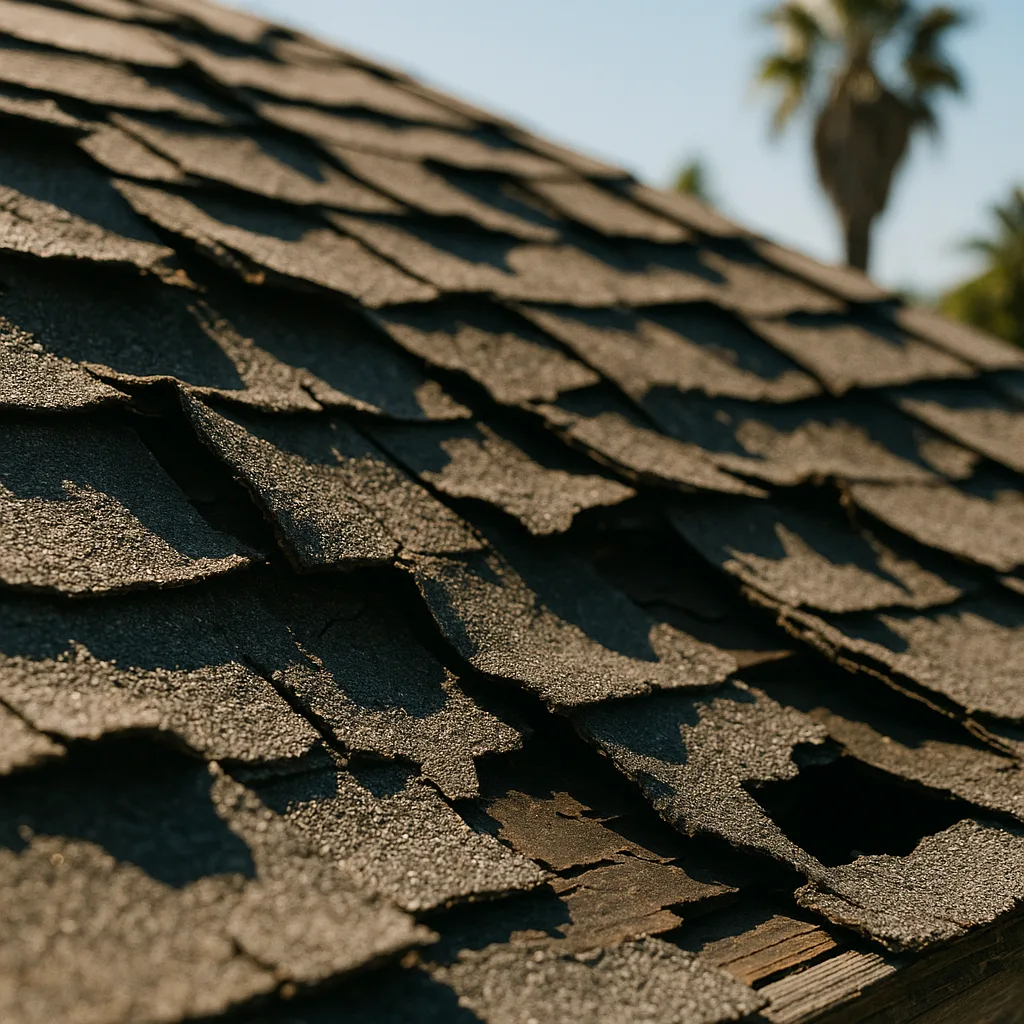 damaged shingles from hot weather in los angeles