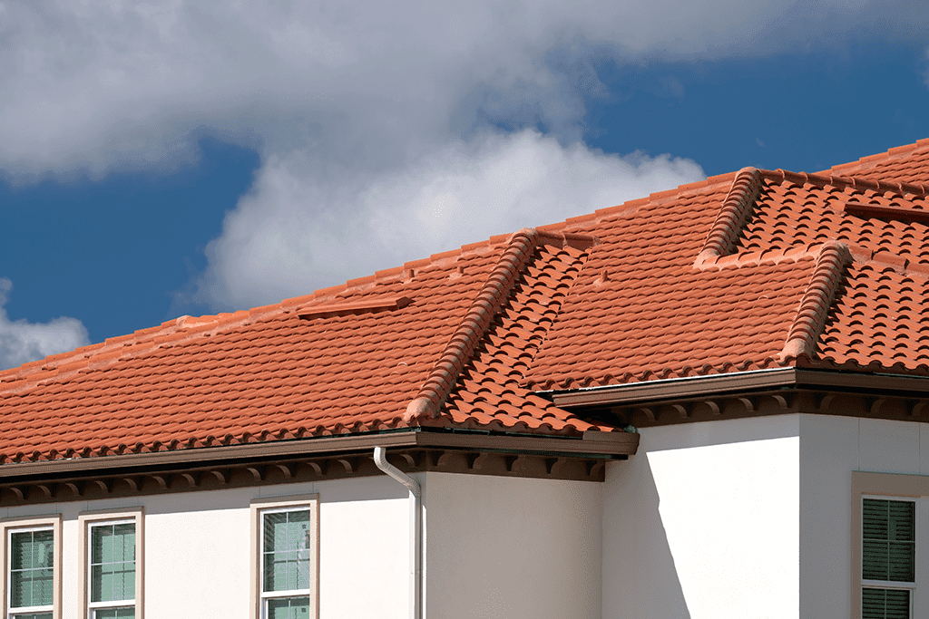 Closeup shot of a tile roof