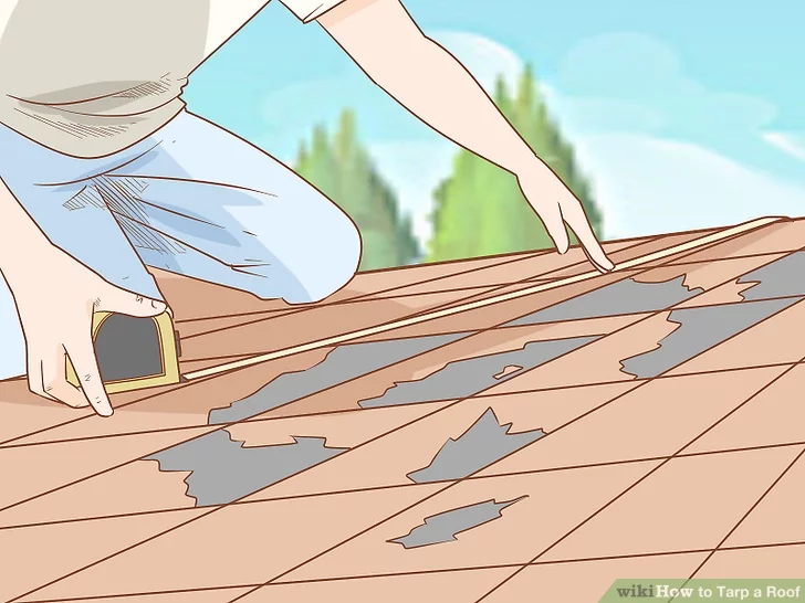 measure the damage how to tarp a roof bumble roofing