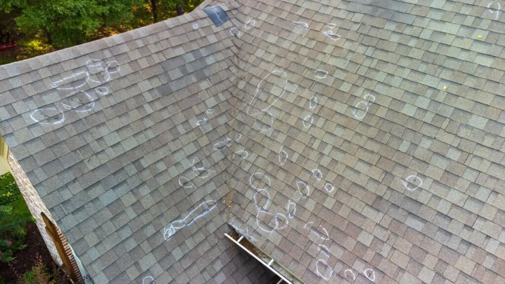 Roof hail damage outlined for insurance adjusters in The Woodlands, TX.